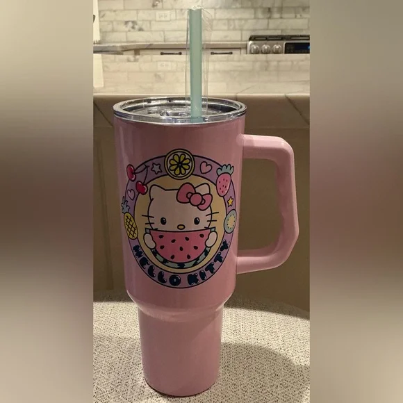 Hello Kitty 40oz Tumbler with straw 
Kawaii fruit NWOT - Picture 4 of 9